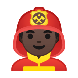Man Firefighter Emoji with Dark Skin Tone, Google style