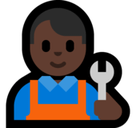 Man Mechanic Emoji with Dark Skin Tone, Microsoft style