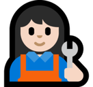 Woman Mechanic Emoji with Light Skin Tone, Microsoft style