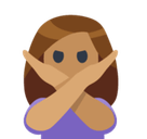Woman Gesturing No Emoji with Medium Skin Tone, Facebook style