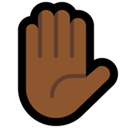Raised Hand Emoji with Medium-Dark Skin Tone, Microsoft style