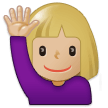 Woman Raising Hand Emoji with Medium-Light Skin Tone, Samsung style