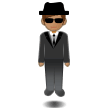 Man in Suit Levitating Emoji with Medium Skin Tone, Samsung style
