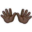 Open Hands Emoji with Dark Skin Tone, Samsung style