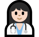 Woman Health Worker Emoji with Light Skin Tone, Microsoft style
