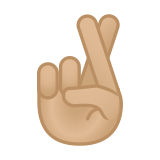 Crossed Fingers Emoji with Medium-Light Skin Tone, Google style