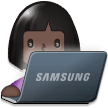 Woman Technologist Emoji with Dark Skin Tone, Samsung style