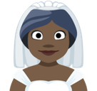 Bride with Veil Emoji with Dark Skin Tone, Facebook style