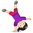 Woman Cartwheeling Emoji with Light Skin Tone, Samsung style