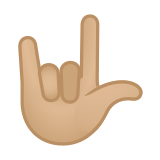 Love-You Gesture Emoji with Medium-Light Skin Tone, Google style