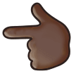 Backhand Index Pointing Left Emoji with Dark Skin Tone, Samsung style