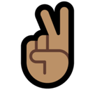 Victory Hand Emoji with Medium Skin Tone, Microsoft style
