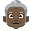Old Woman Emoji with Dark Skin Tone, Facebook style