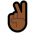 Victory Hand Emoji with Medium-Dark Skin Tone, Microsoft style