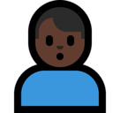 Man Pouting Emoji with Dark Skin Tone, Microsoft style