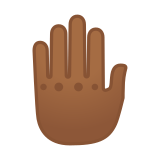 Raised Back of Hand Emoji with Medium-Dark Skin Tone, Google style