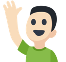 Man Raising Hand Emoji with Light Skin Tone, Facebook style