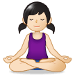 Woman in Lotus Position Emoji with Light Skin Tone, Samsung style
