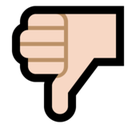 Thumbs Down Emoji with Light Skin Tone, Microsoft style