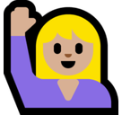 Person Raising Hand Emoji with Medium-Light Skin Tone, Microsoft style