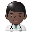 Man Health Worker Emoji with Dark Skin Tone, Samsung style