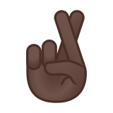 Crossed Fingers Emoji with Dark Skin Tone, Google style