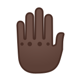 Raised Back of Hand Emoji with Dark Skin Tone, Google style