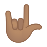 Love-You Gesture Emoji with Medium Skin Tone, Google style