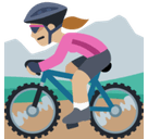 Woman Mountain Biking Emoji with Medium-Light Skin Tone, Facebook style