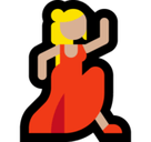 Woman Dancing Emoji with Medium-Light Skin Tone, Microsoft style