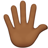 Hand with Fingers Splayed Emoji with Medium-Dark Skin Tone, Apple style