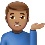 Man Tipping Hand Emoji with Medium Skin Tone, Apple style
