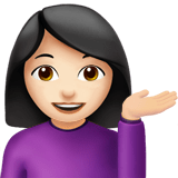 Woman Tipping Hand Emoji with Light Skin Tone, Apple style
