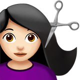 Woman Getting Haircut Emoji with Light Skin Tone, Apple style