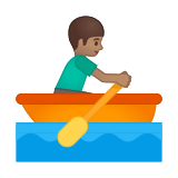 Person Rowing Boat Emoji with Medium Skin Tone, Google style