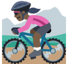 Woman Mountain Biking Emoji with Dark Skin Tone, Facebook style