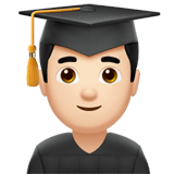 Man Student Emoji with Light Skin Tone, Apple style