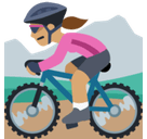 Woman Mountain Biking Emoji with Medium Skin Tone, Facebook style