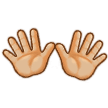 Open Hands Emoji with Medium-Light Skin Tone, Samsung style