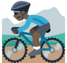 Man Mountain Biking Emoji with Dark Skin Tone, Facebook style