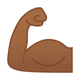 Flexed Biceps Emoji with Medium-Dark Skin Tone, Google style