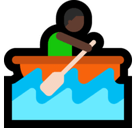 Man Rowing Boat Emoji with Dark Skin Tone, Microsoft style
