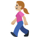 Woman Walking Emoji with Medium-Light Skin Tone, Facebook style