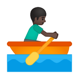 Person Rowing Boat Emoji with Dark Skin Tone, Google style