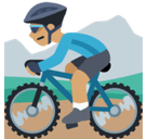 Man Mountain Biking Emoji with Medium Skin Tone, Facebook style