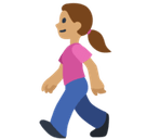 Woman Walking Emoji with Medium Skin Tone, Facebook style