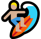Man Surfing Emoji with Medium-Light Skin Tone, Microsoft style