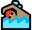Man Swimming Emoji with Medium Skin Tone, Microsoft style