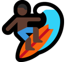 Man Surfing Emoji with Dark Skin Tone, Microsoft style