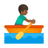 Person Rowing Boat Emoji with Medium-Dark Skin Tone, Google style